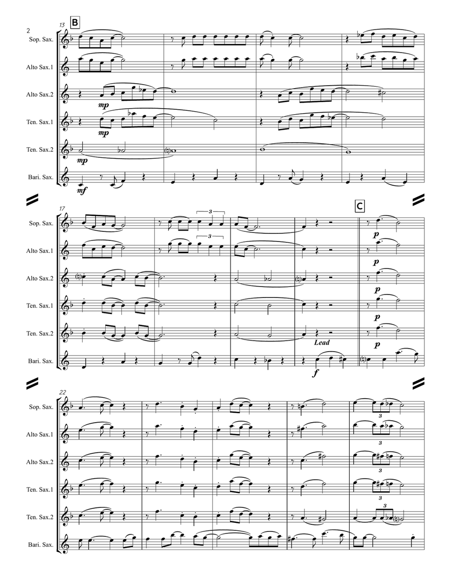 Teach Me Tonight Saxophone Quintet scores gallery preview page 3