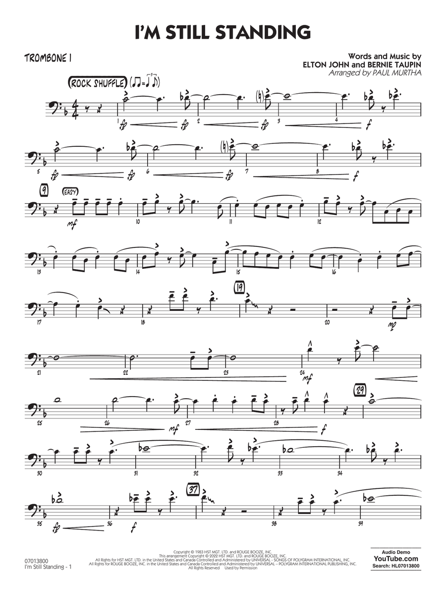 I'm Still Standing (arr. Paul Murtha) - Trombone 1