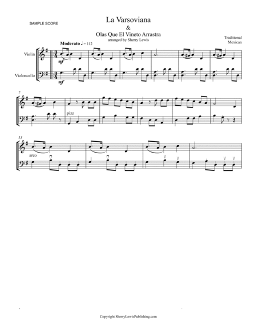 La Varsoviana & Olas Que el Viento Arrastra, Two Mexican Folk Songs For String Duet String Duet scores gallery preview page 3
