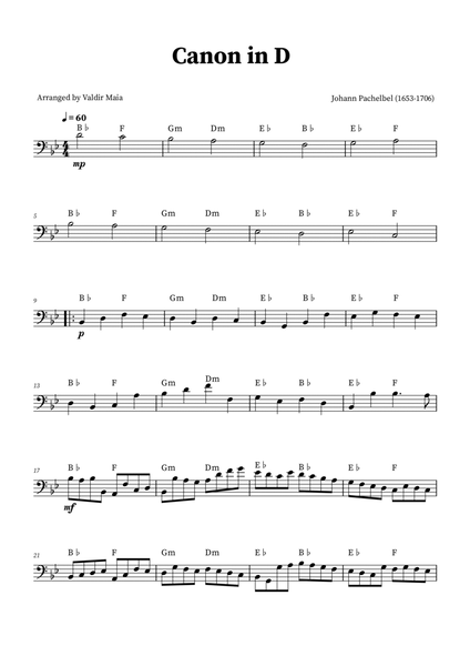Canon in D - Double Bass Solo (+CHORDS) image number null