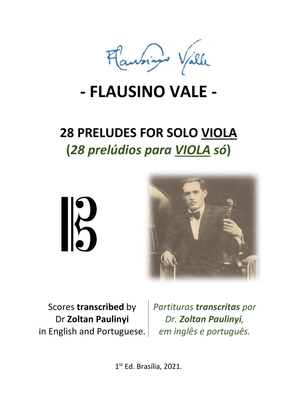 Book cover for 28 preludes for solo viola (28 prelúdios para viola só): complete scores transcribed by Dr Zoltan