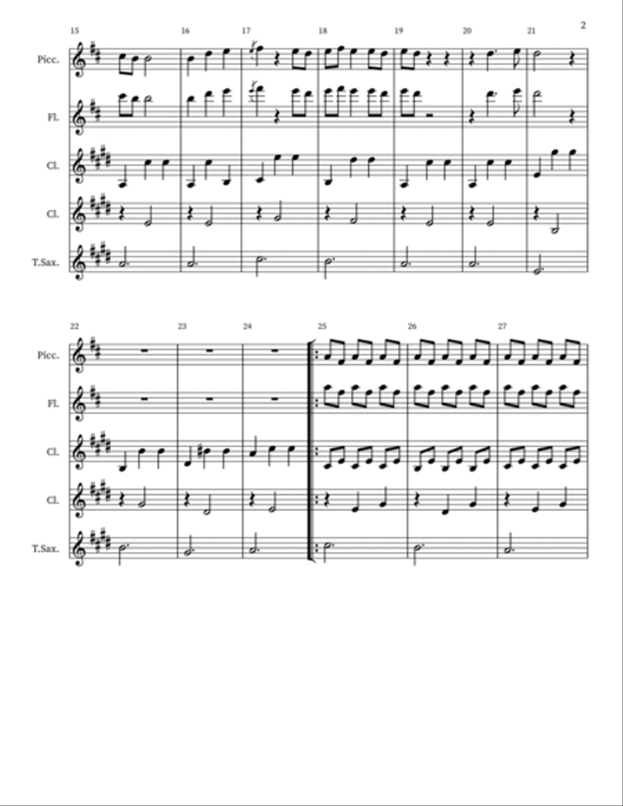 Je Te Laisserai Des Mots Woodwind Quintet scores gallery preview page 2
