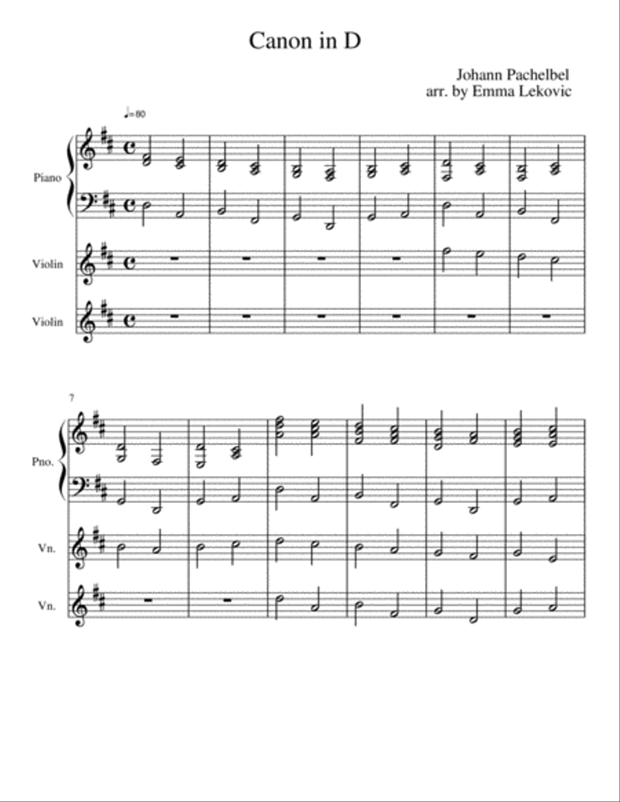 Canon in D Canon in D Piano scores gallery preview page 1