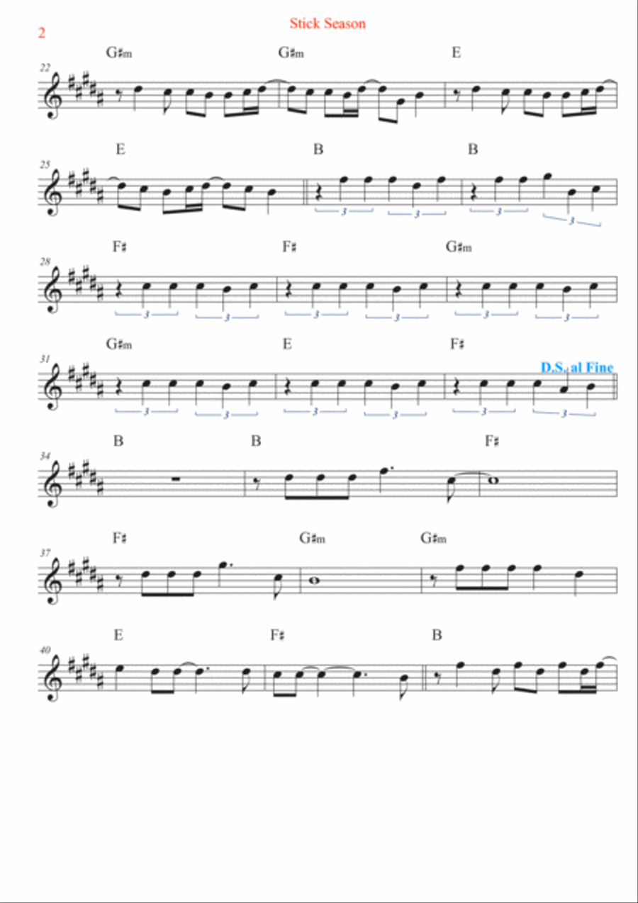 Stick Season B-Flat Trumpet scores gallery preview page 2