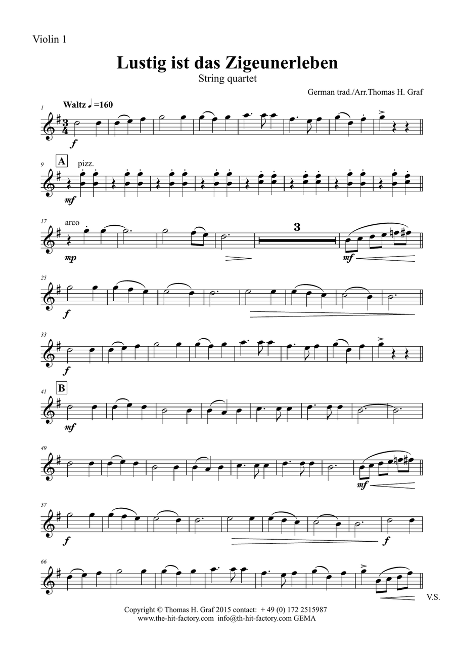 Lustig ist das Zigeunerleben - German Folk Song - Oktoberfest - String Quartet String Quartet scores gallery preview page 6
