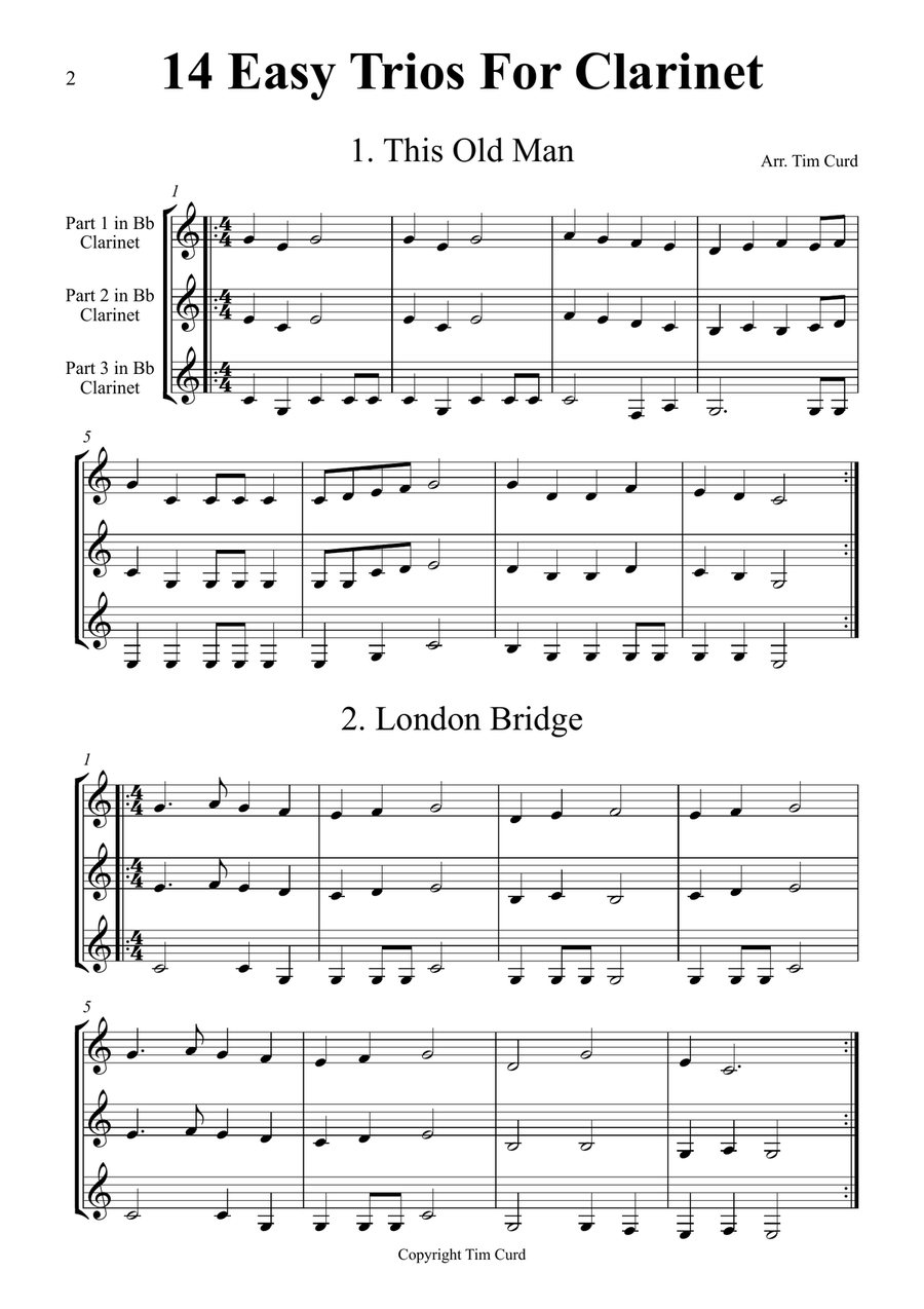 14 Easy Trios For Clarinet Woodwind Trio scores gallery preview page 2