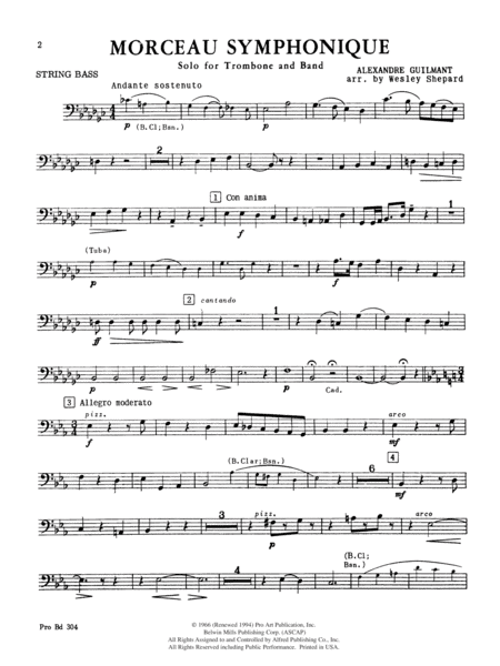 Morceau Symphonique (Trombone Solo and Band): String Bass