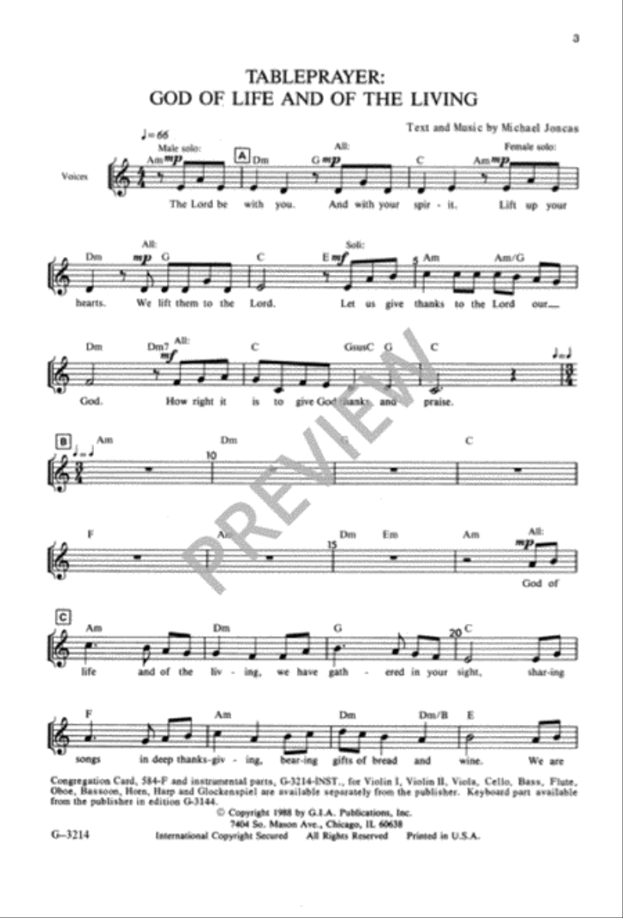 Tableprayer: God of Life and of the Living Unison Choir scores gallery preview page 4