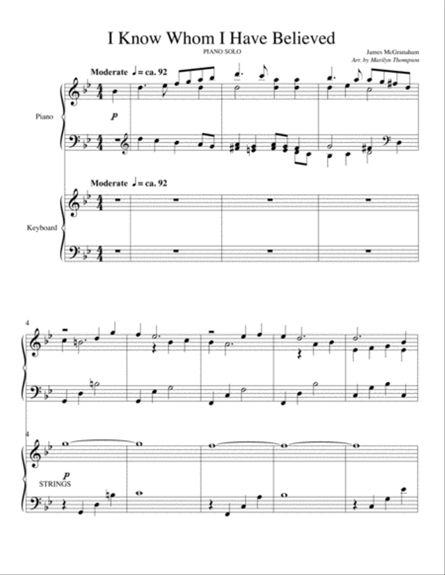I Know Whom I Have Believed--Piano/Keyboard.pdf Small Ensemble scores gallery preview page 2
