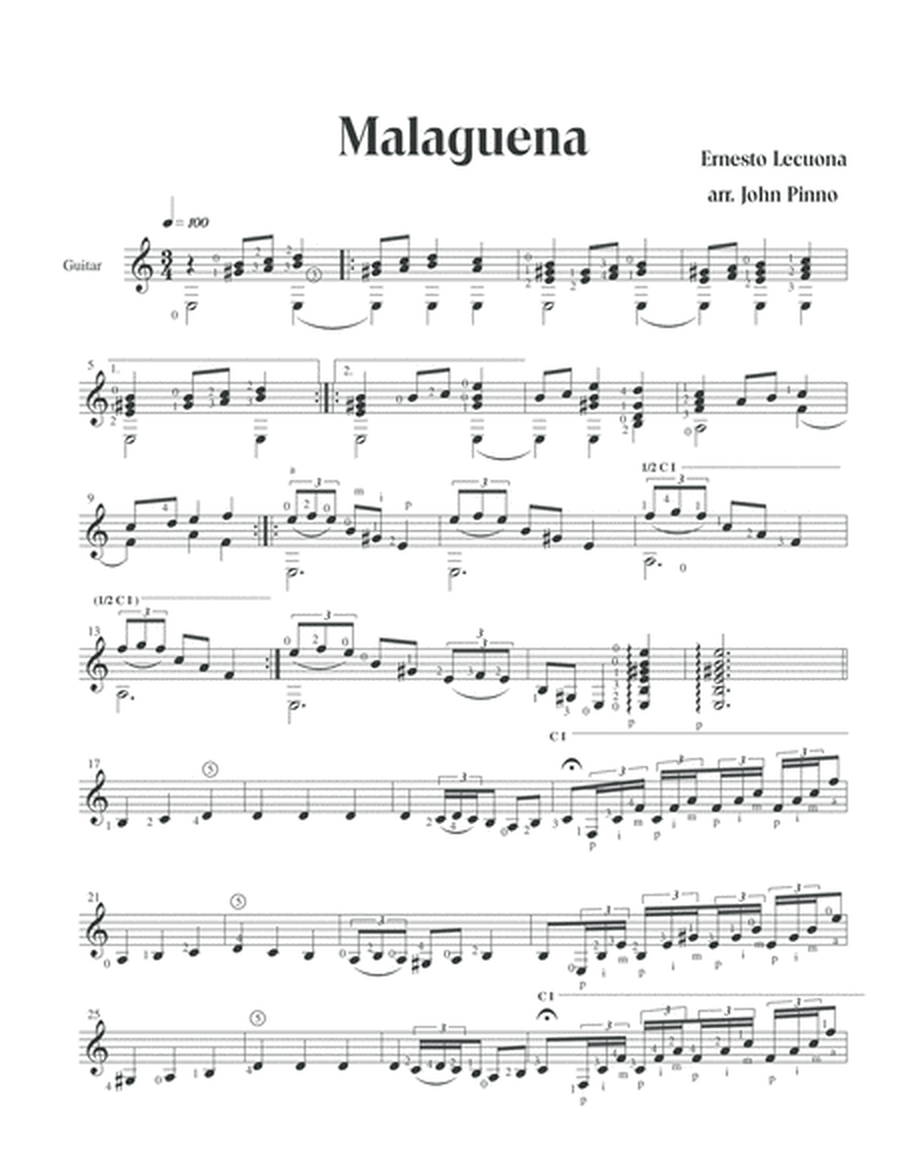 Malaguena by Ernesto Lecona (arr. for solo classical guitar by John Pinno)