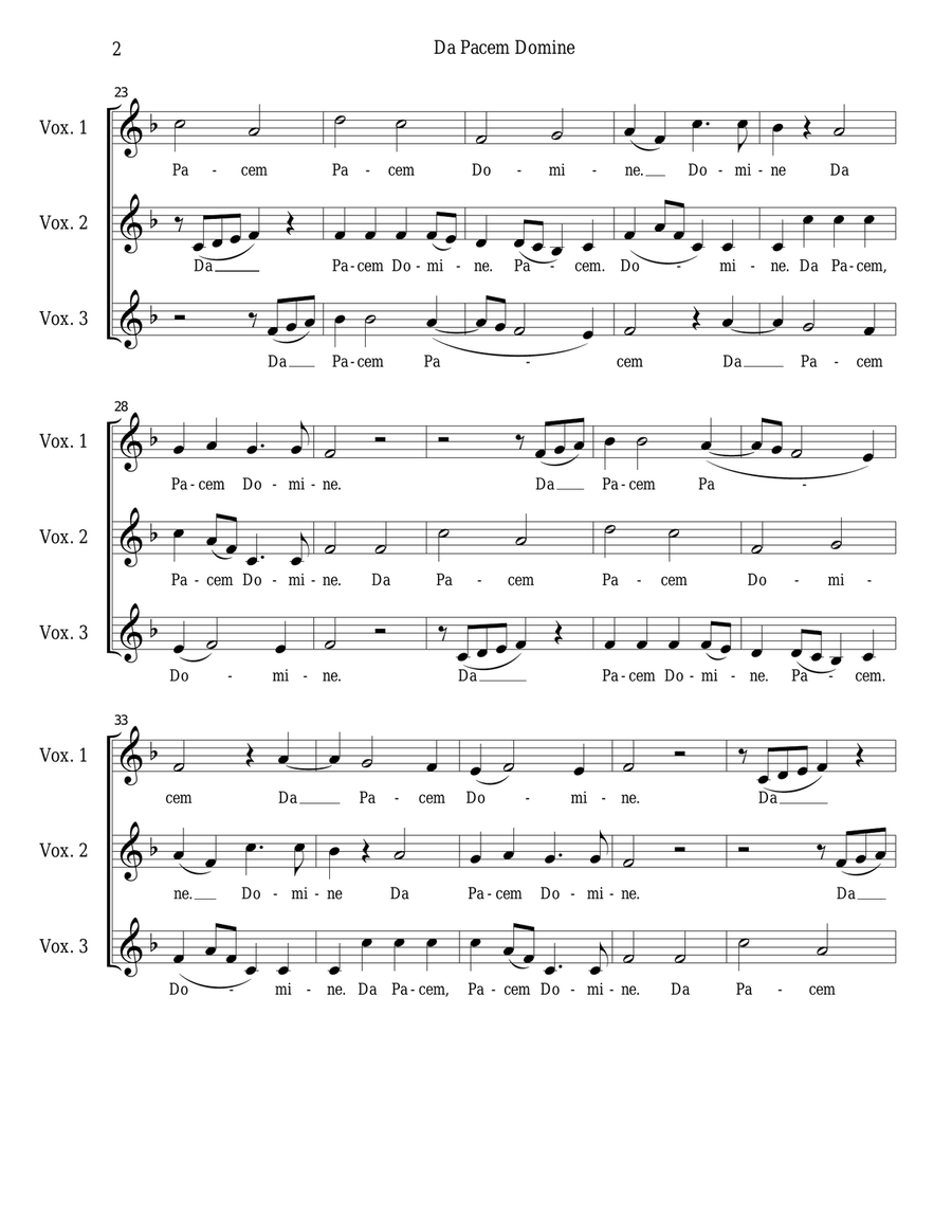 Da Pacem Domine SSA scores gallery preview page 2