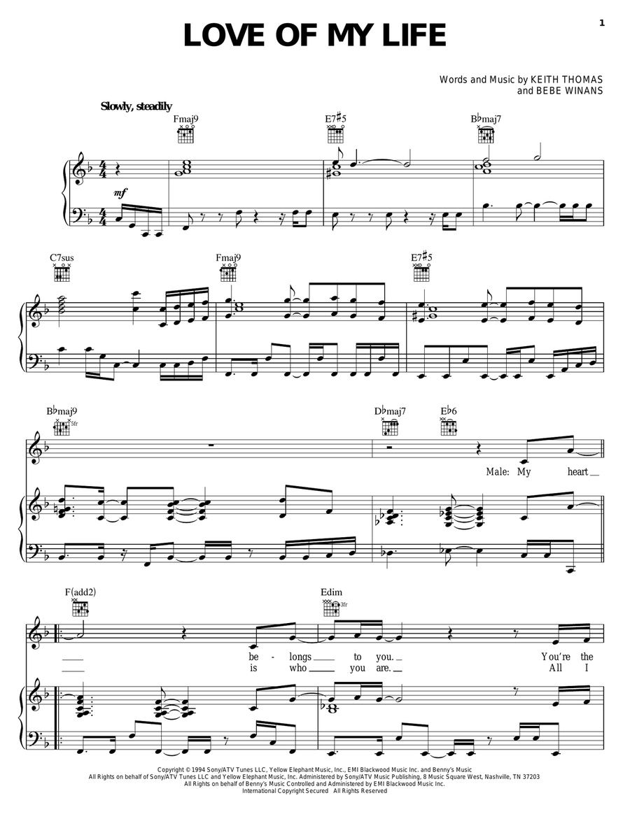 Love Of My Life Piano, Vocal, Guitar scores gallery preview page 1