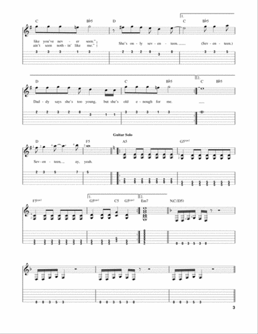 Seventeen Seventeen Acoustic Guitar scores gallery preview page 3