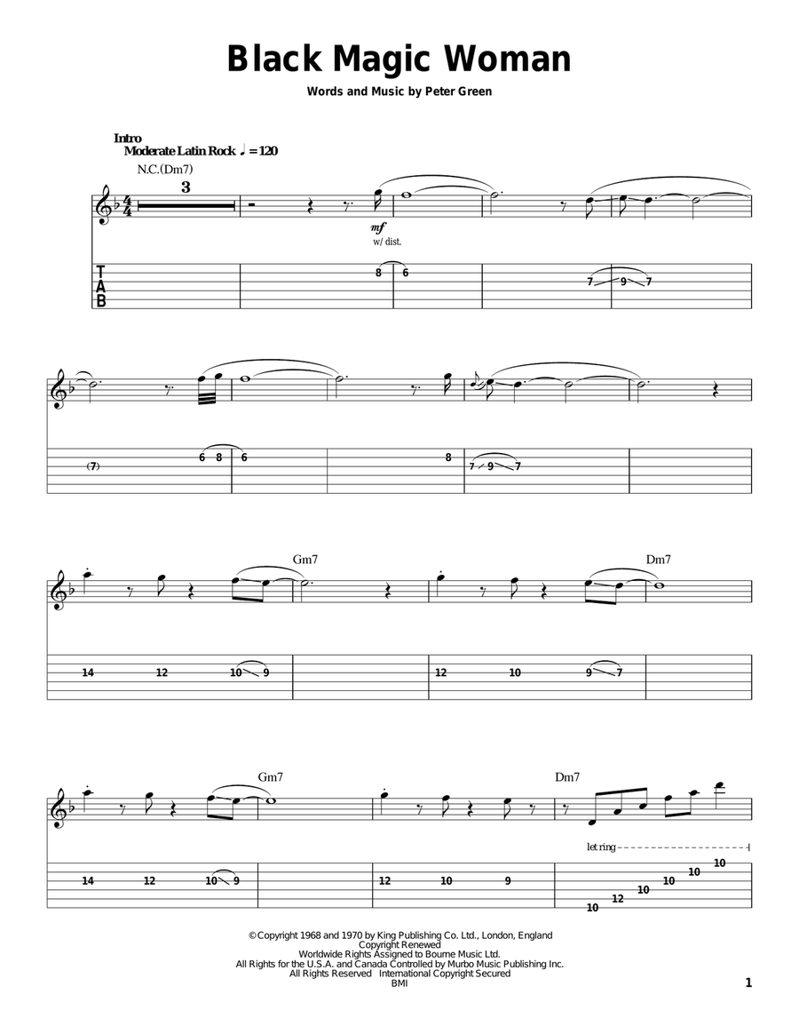 Black Magic Woman Guitar Tablature scores gallery preview page 1