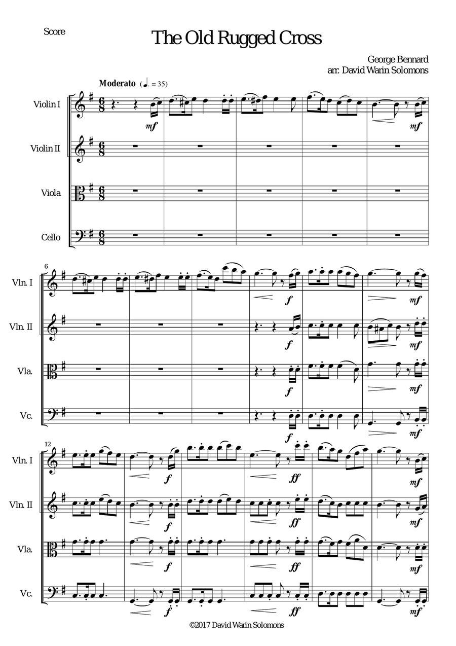 The Old Rugged Cross (original version) String Quartet String Quartet scores gallery preview page 1