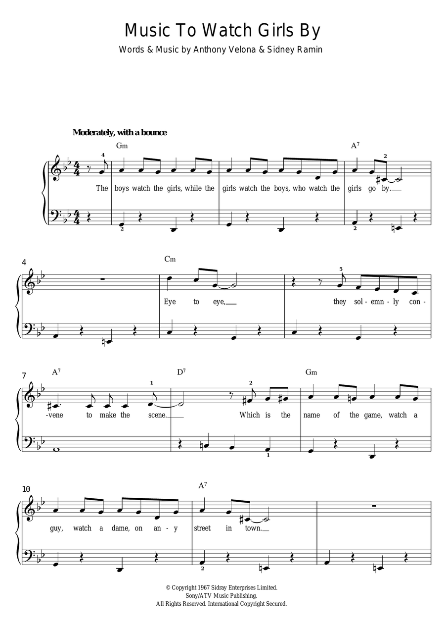 Music To Watch Girls By Music To Watch Girls By Piano, Vocal, Guitar scores gallery preview page 1