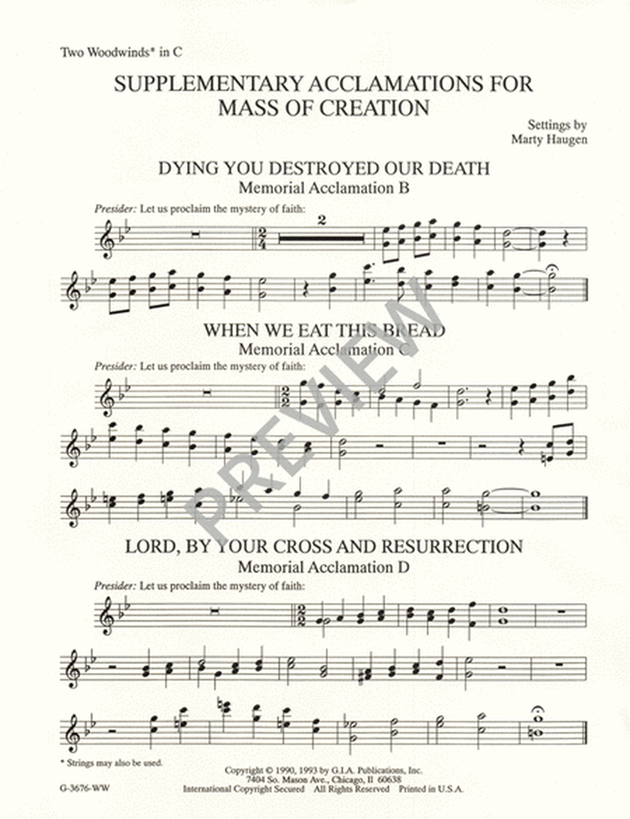Supplementary Acclamations for "Mass of Creation" - Woodwind edition
