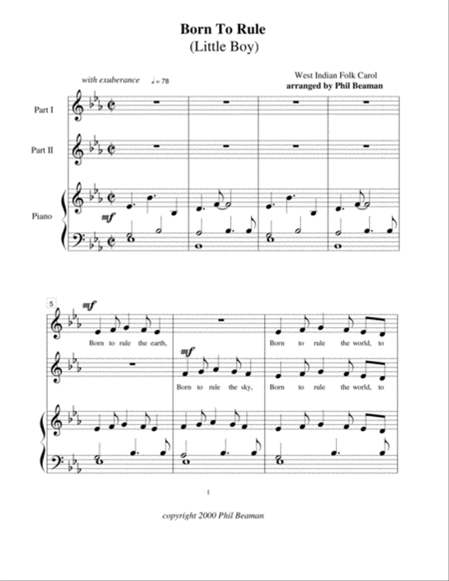 Born to Rule - 2 part choral 2-Part scores gallery preview page 1
