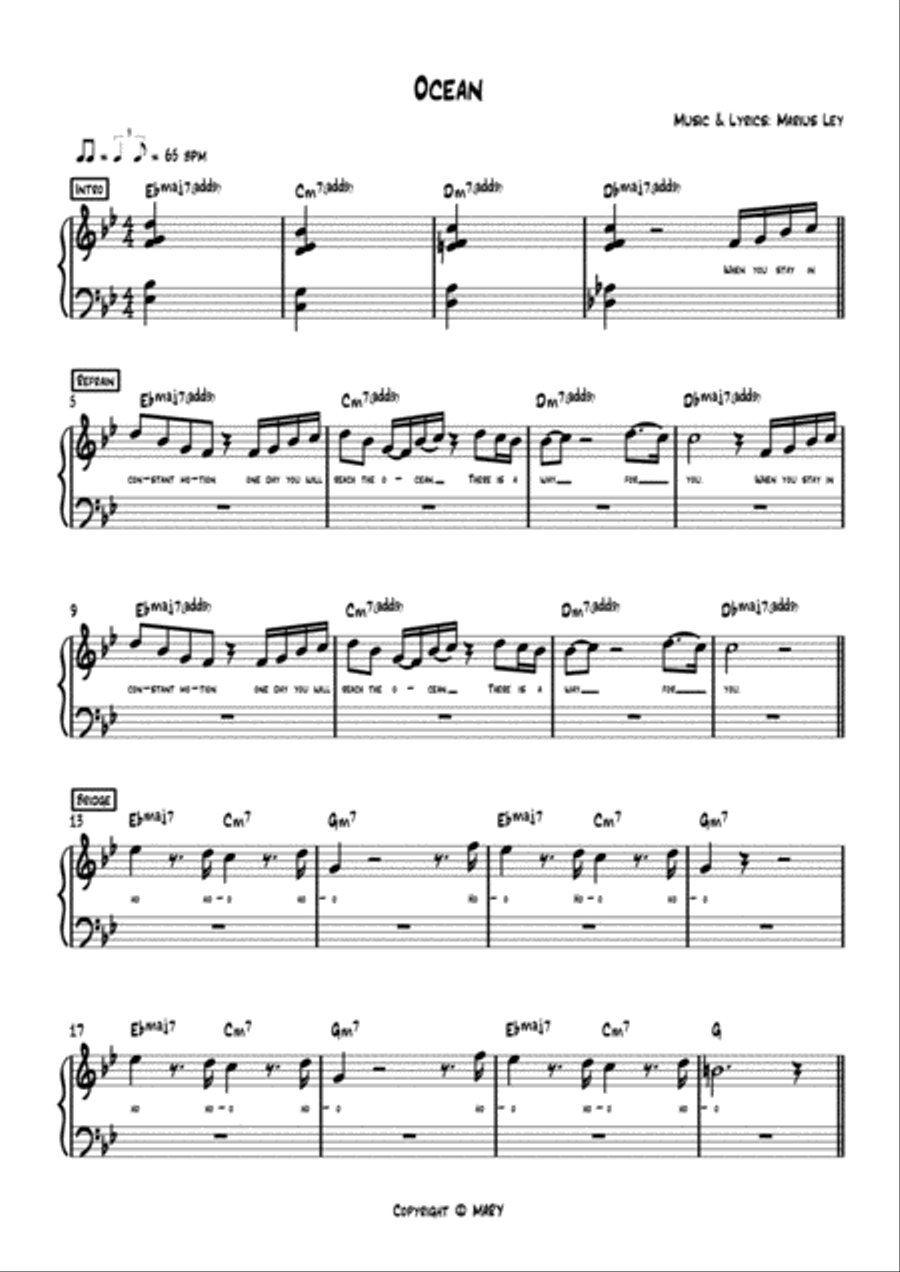 MARY - Ocean (Sheet Music) MARY - Ocean (Sheet Music) Voice scores gallery preview page 2