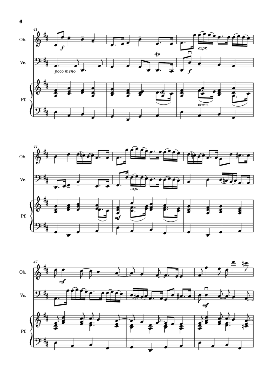 Canon in D Major, P.37; T.337. Arranged for Oboe, Violoncello and Piano. Score and Parts Small Ensemble scores gallery preview page 6