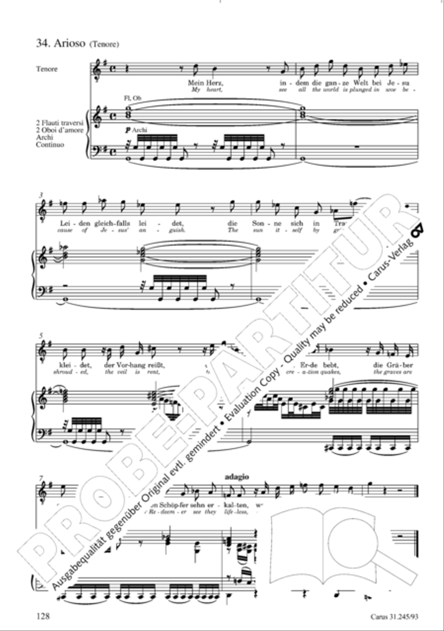 St. John Passion (Johannes-Passion) 4-Part scores gallery preview page 129