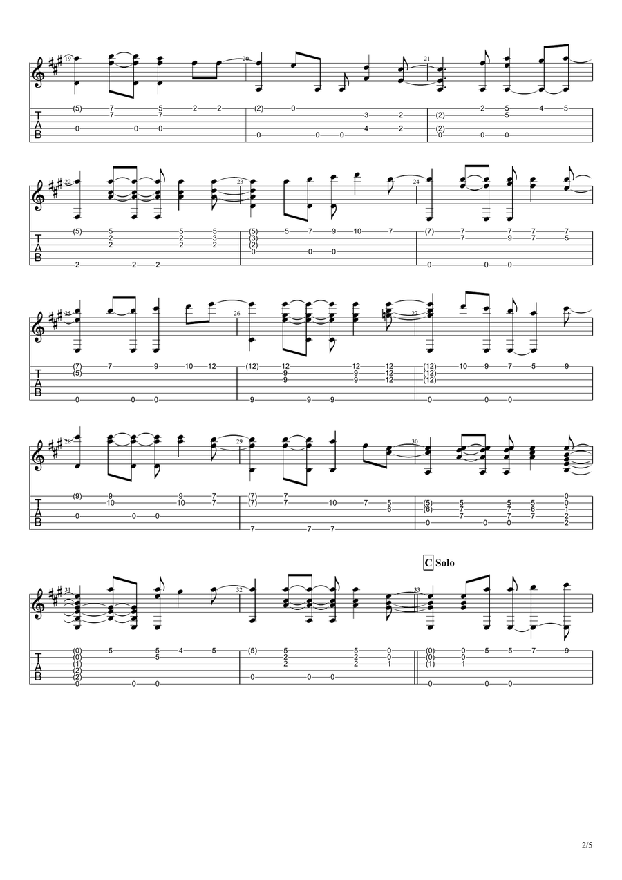 The Water is Wide (traditional), for solo fingerstyle guitar Acoustic Guitar scores gallery preview page 2