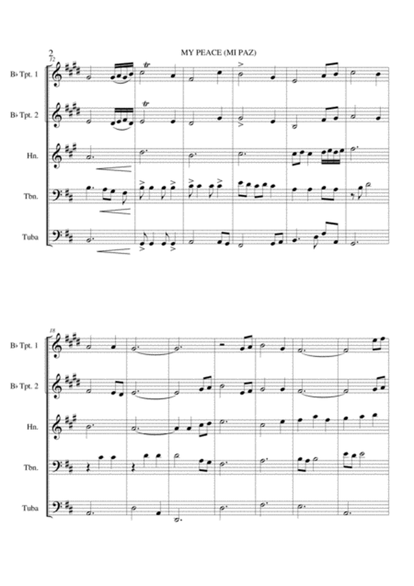 Maranatha Singers MY PEACE - Brass Quintet Score and Parts image number null