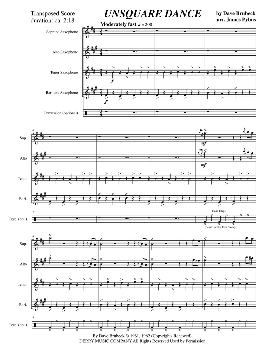 Unsquare Dance Saxophone Quartet scores gallery preview page 3