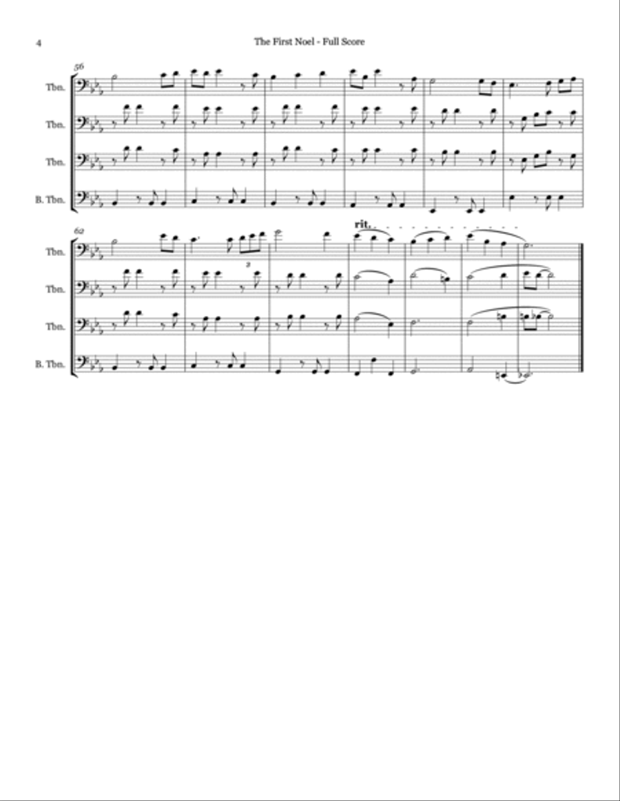 The First Noel - Trombone Quartet Brass Quartet scores gallery preview page 4