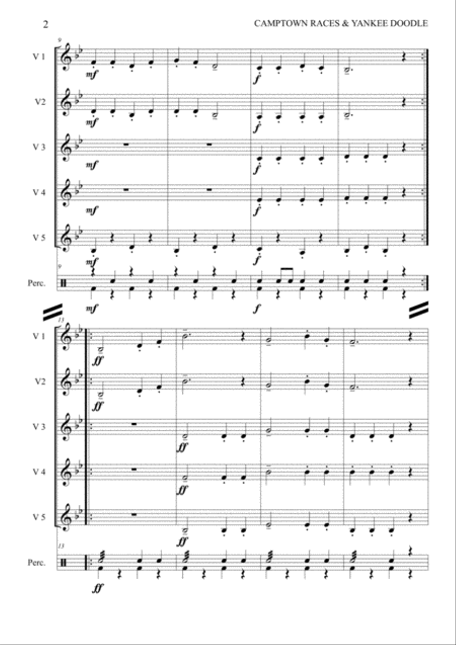 Camptown races & Yankee Doodle Dandy medley for flexible band (brass or wind). Camptown races & Yankee Doodle Dandy medley for flexible band (brass or wind). Large Ensemble scores gallery preview page 2
