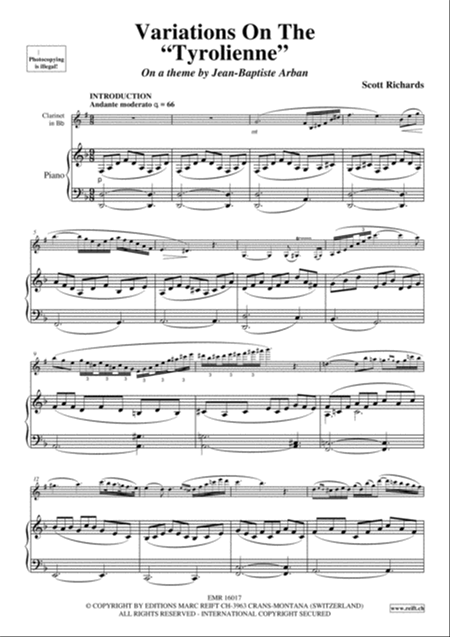 Variations On The Tyrolienne Clarinet Solo scores gallery preview page 4