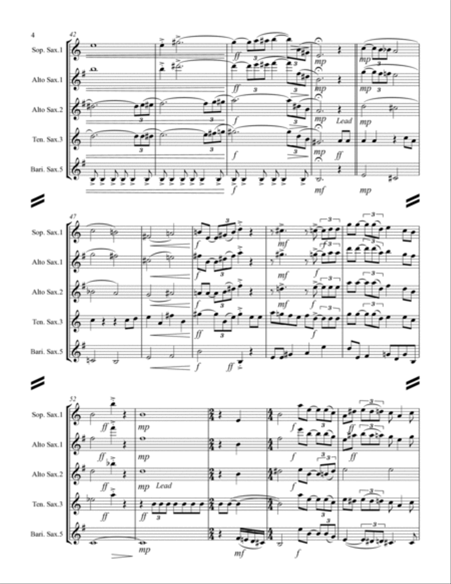You're A Mean One, Mr. Grinch Saxophone Quartet scores gallery preview page 5