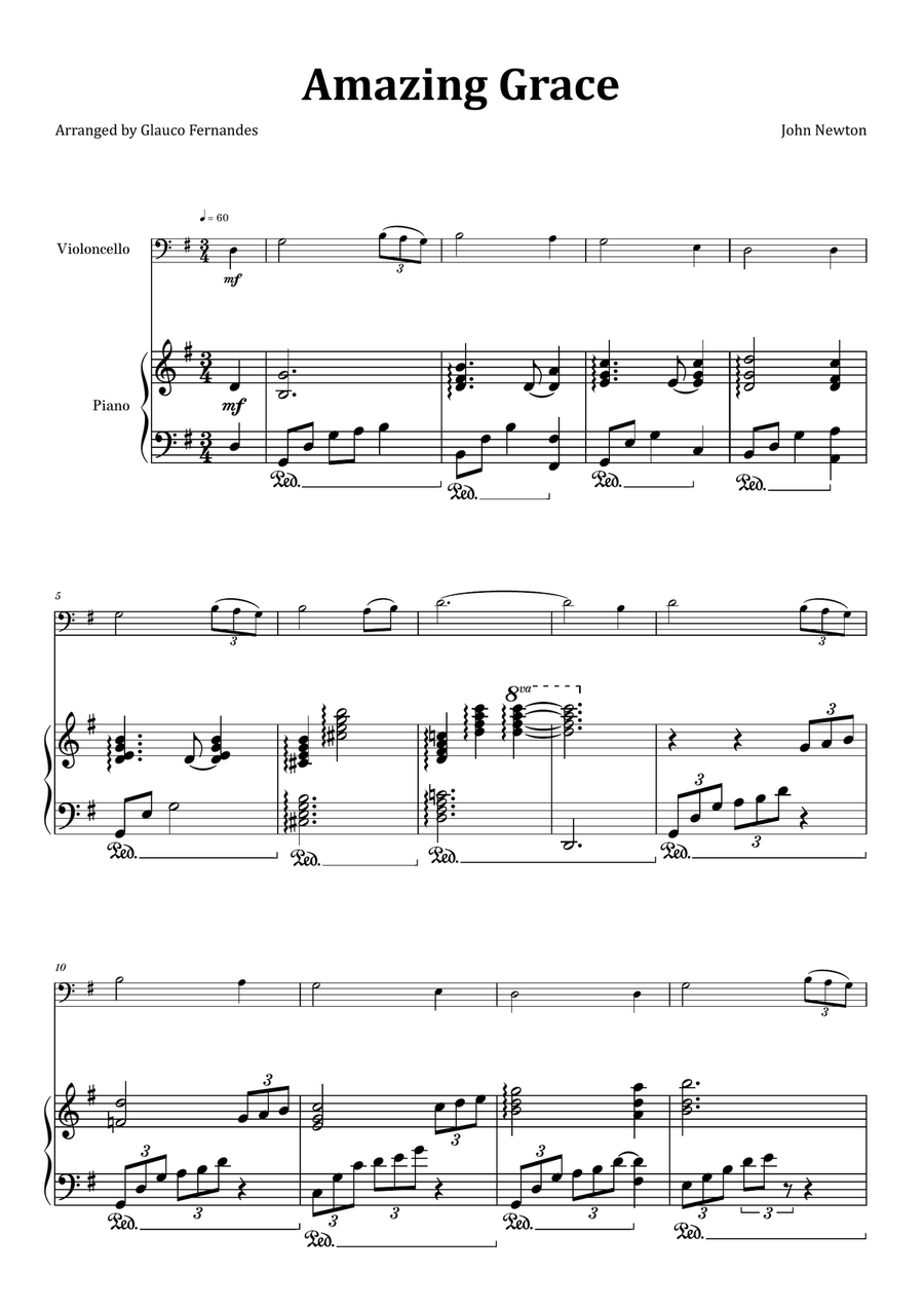 Amazing Grace - Cello & Piano Chamber Music scores gallery preview page 1
