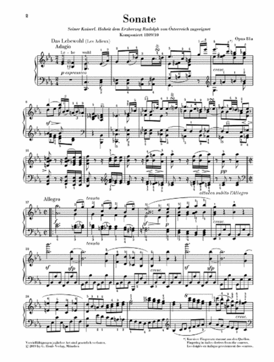 Piano Sonata No. 26 E-flat Major Op. 81a (Les Adieux) – Revised Edition