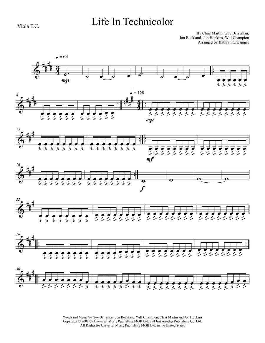 Life In Technicolor String Quartet scores gallery preview page 5