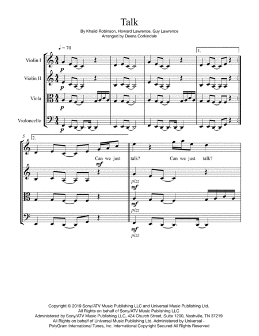 Talk String Quartet scores gallery preview page 1