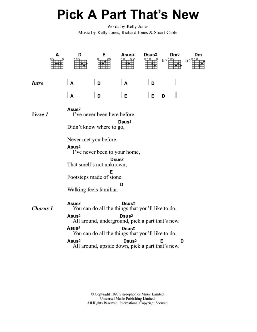 Pick A Part That's New Pick A Part That's New Easy Guitar scores gallery preview page 1