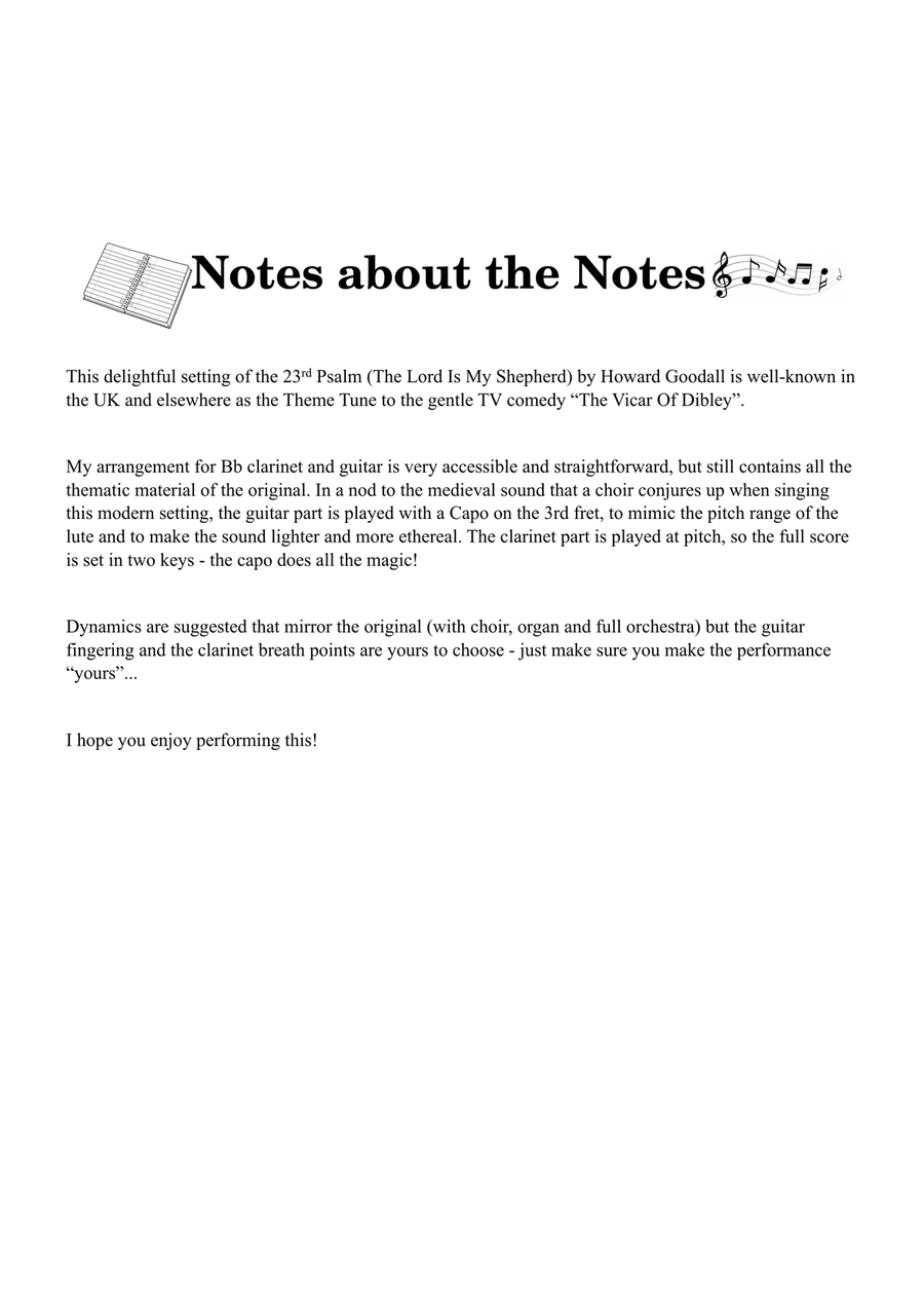 Psalm 23 (theme From The Vicar Of Dibley) B-Flat Clarinet scores gallery preview page 3
