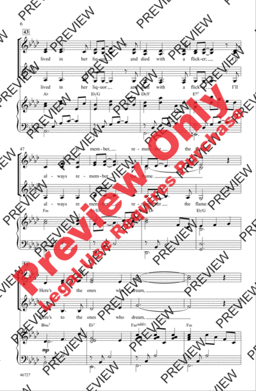 Audition (The Fools Who Dream) Women's Choir scores gallery preview page 6