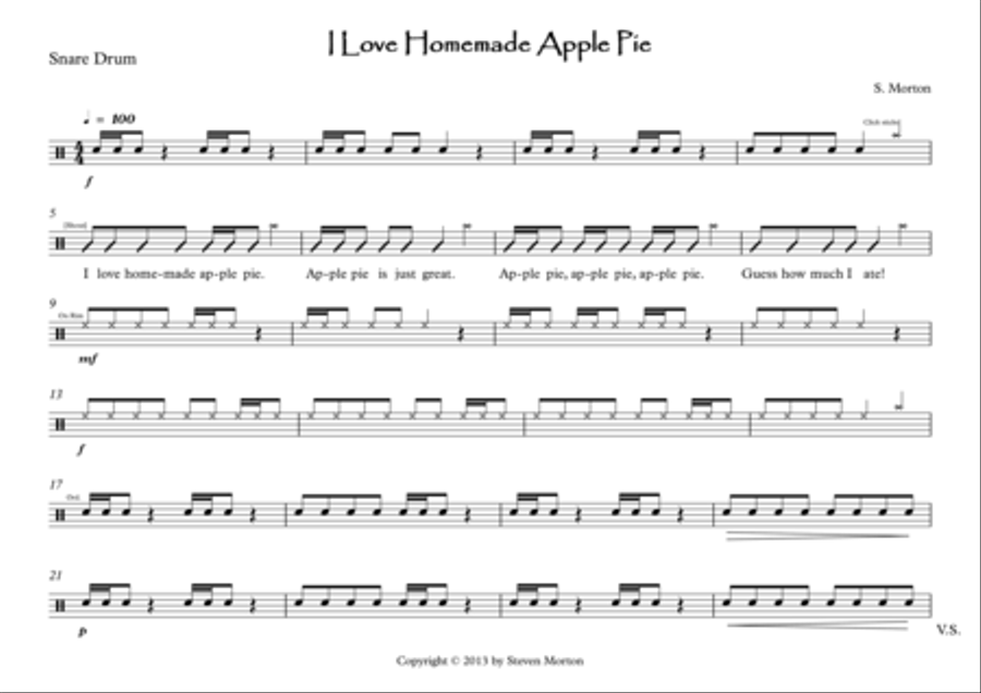 I Love Homemade Apple Pie Percussion Ensemble scores gallery preview page 6