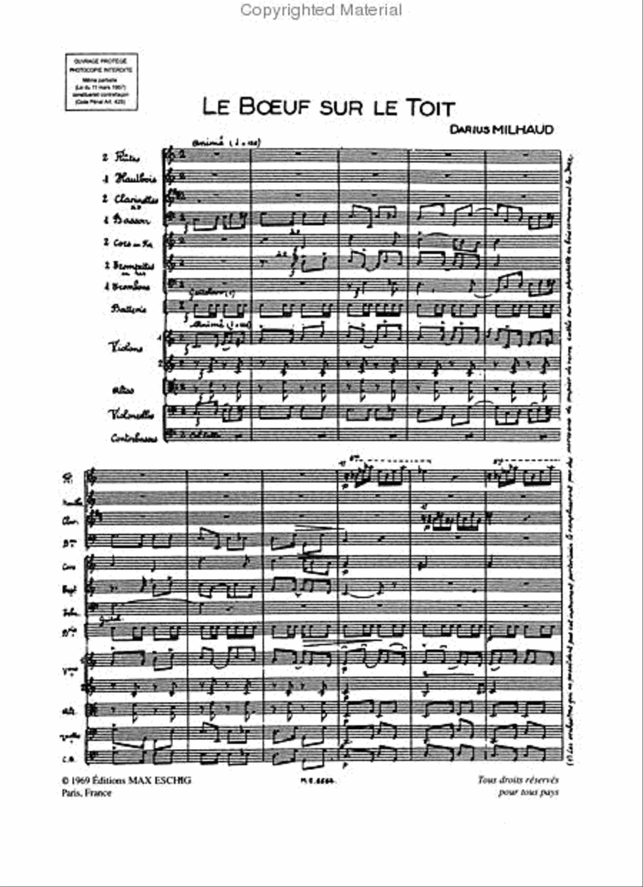 Le Boeuf sur le Toit (The Ox on the Roof) Orchestra scores gallery preview page 2