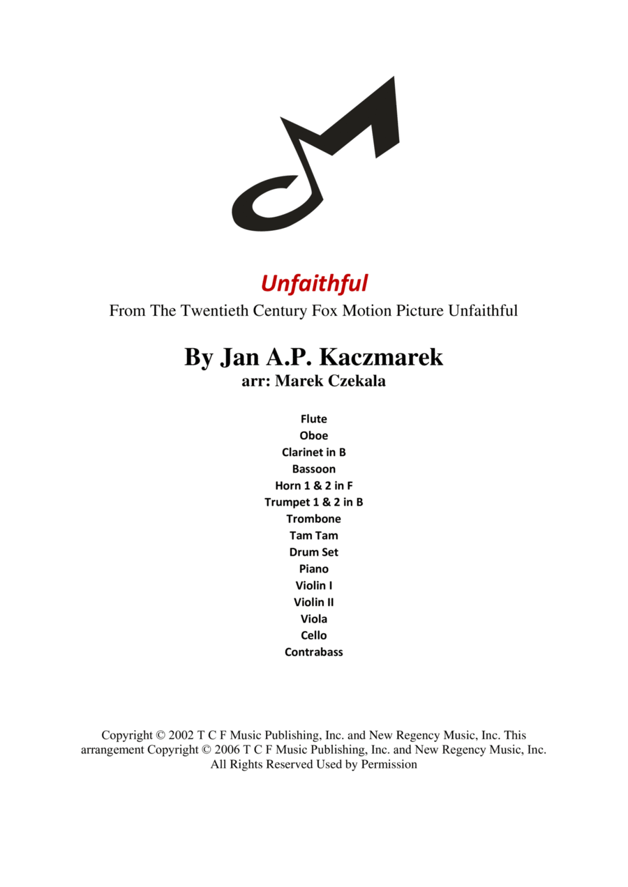 Unfaithful Full Orchestra scores gallery preview page 1