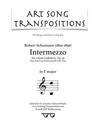 Book cover for SCHUMANN: Intermezzo, Op. 39 no. 2 (transposed to F major)