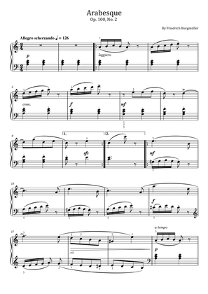 Book cover for Burgmüller Arabesque - Op.100 No.2 - For Piano Solo Original