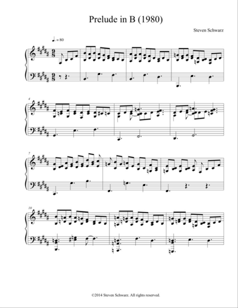 Prelude in B (1980) Piano Solo scores gallery preview page 1