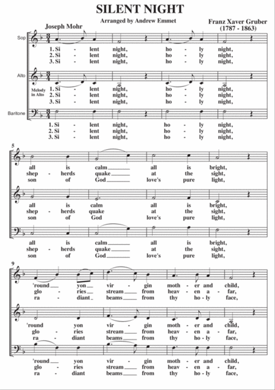 Silent Night A Cappella SAB