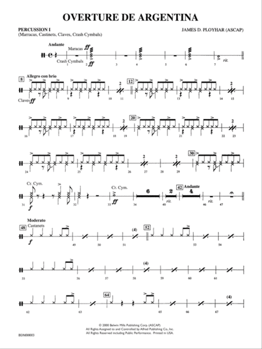 Overture de Argentina: 1st Percussion Concert Band scores gallery preview page 1
