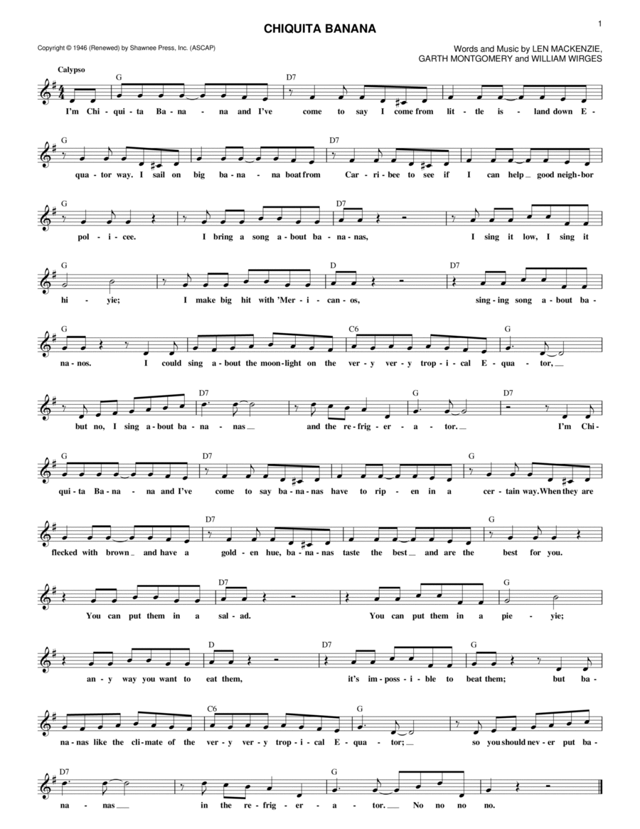 Chiquita Banana Electric Guitar scores gallery preview page 1