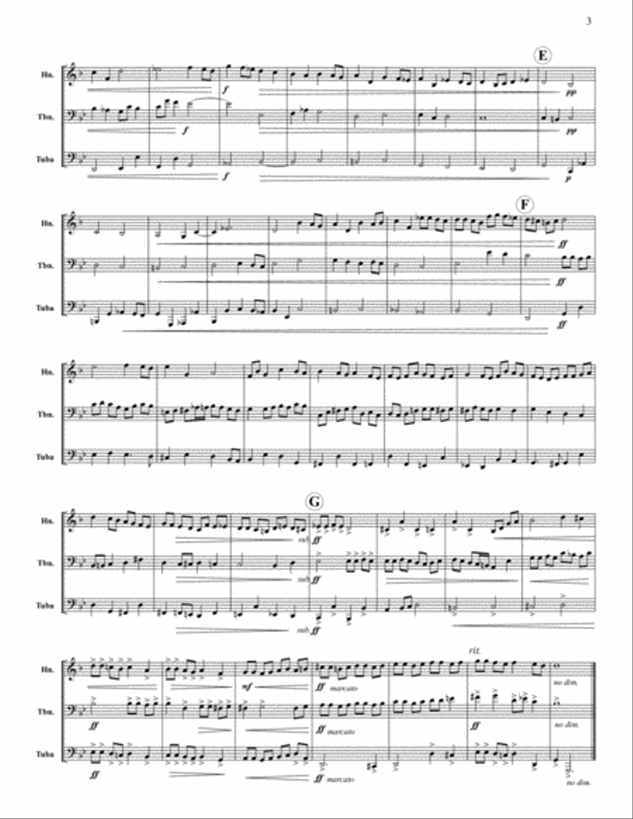 Fugue for Low Brass Trio Brass Trio scores gallery preview page 3
