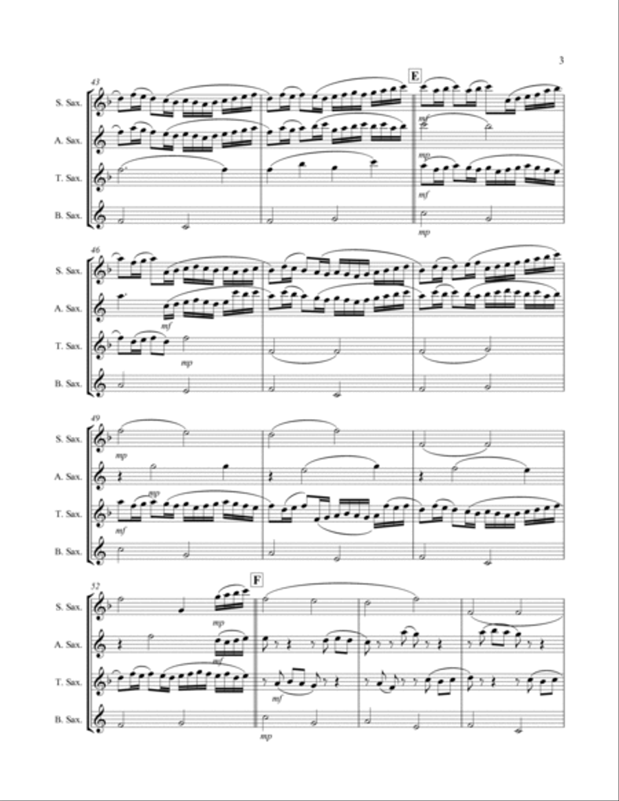 Pachelbel - Canon in D Major (for Saxophone Quartet SATB) Saxophone Quartet scores gallery preview page 4